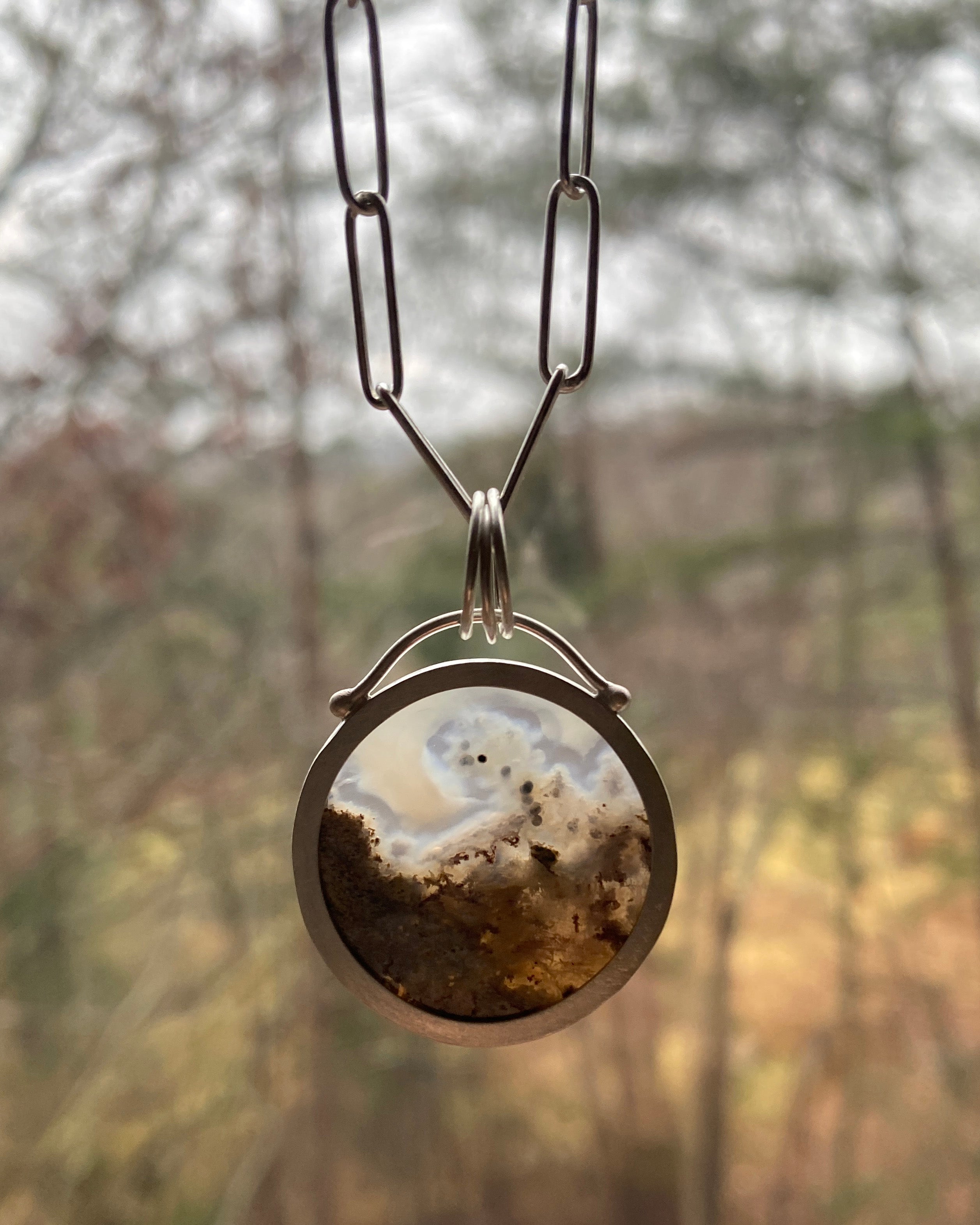 Scenic Moss Agate + Handmade Convertible Chain Necklace