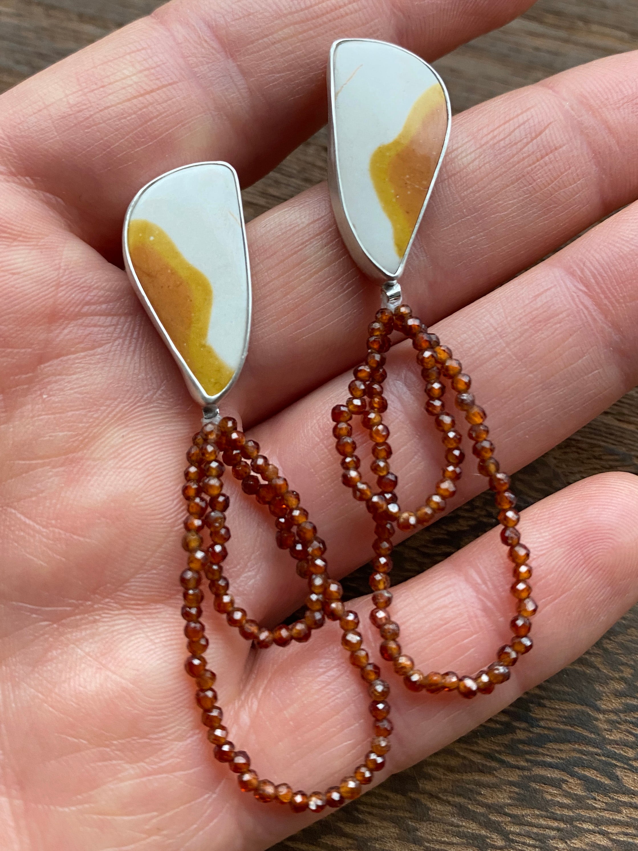 Mookaite Jasper + Garnet Studs