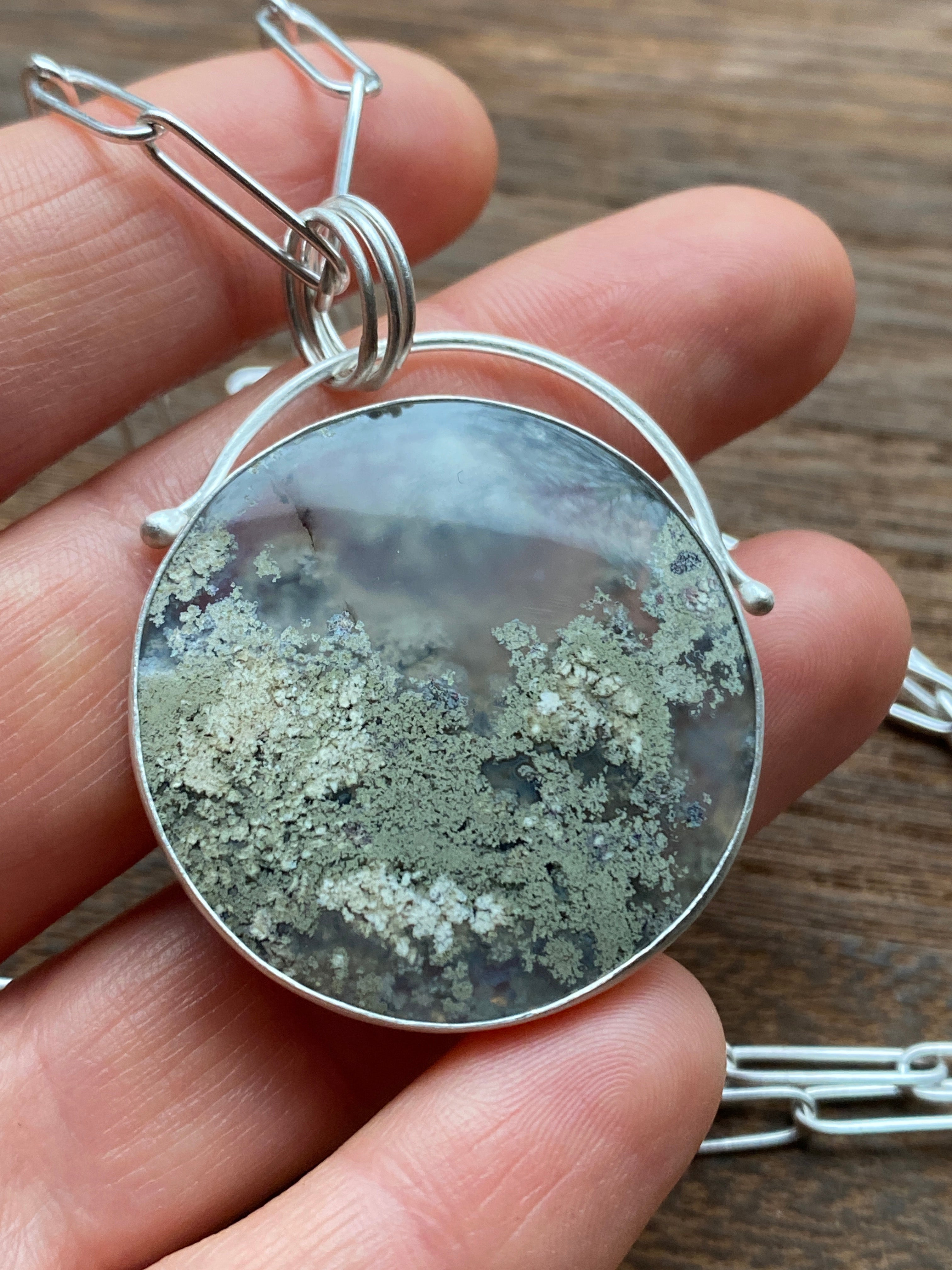 Scenic Moss Agate + Handmade Convertible Chain Necklace