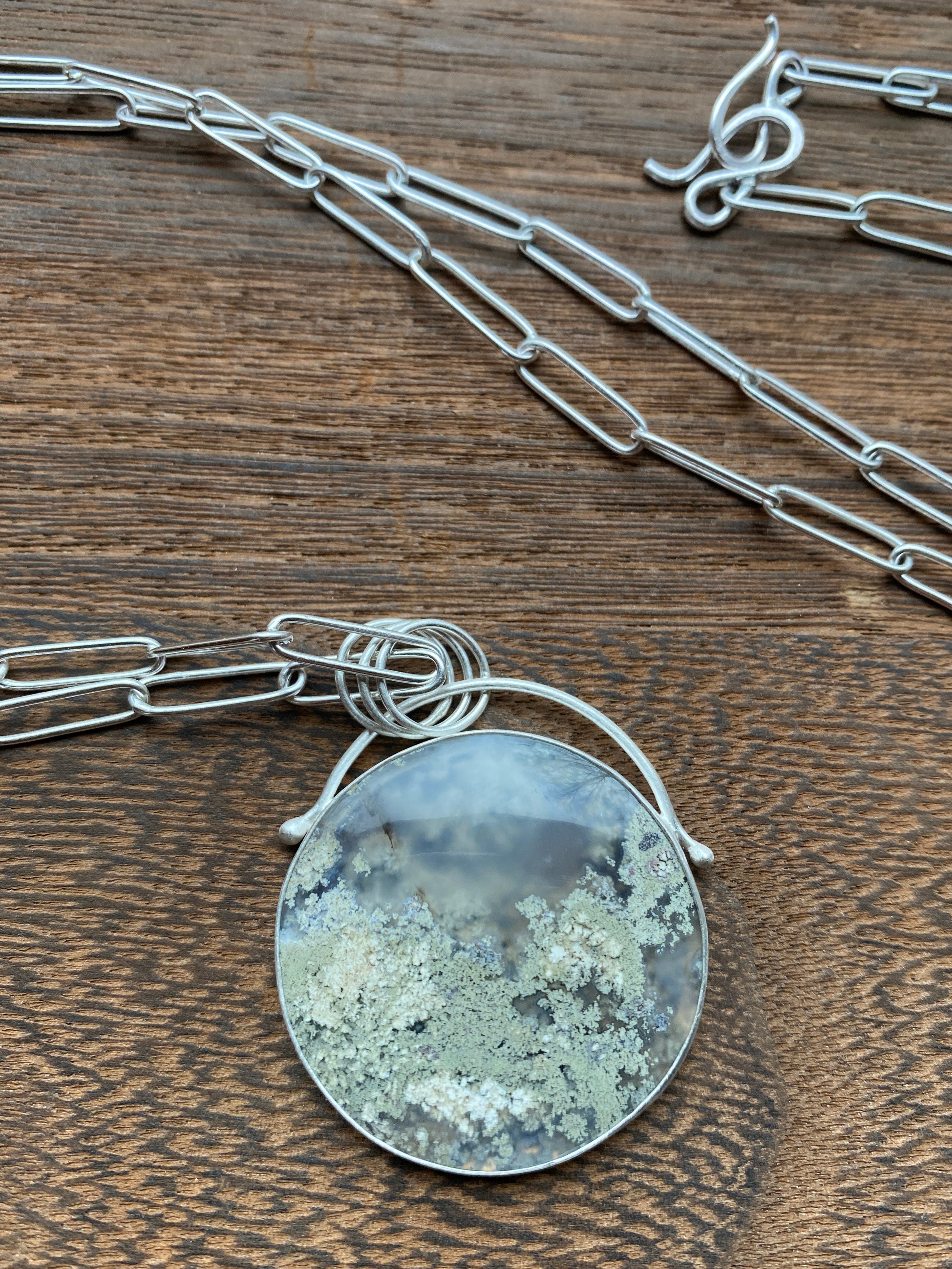 Scenic Moss Agate + Handmade Convertible Chain Necklace