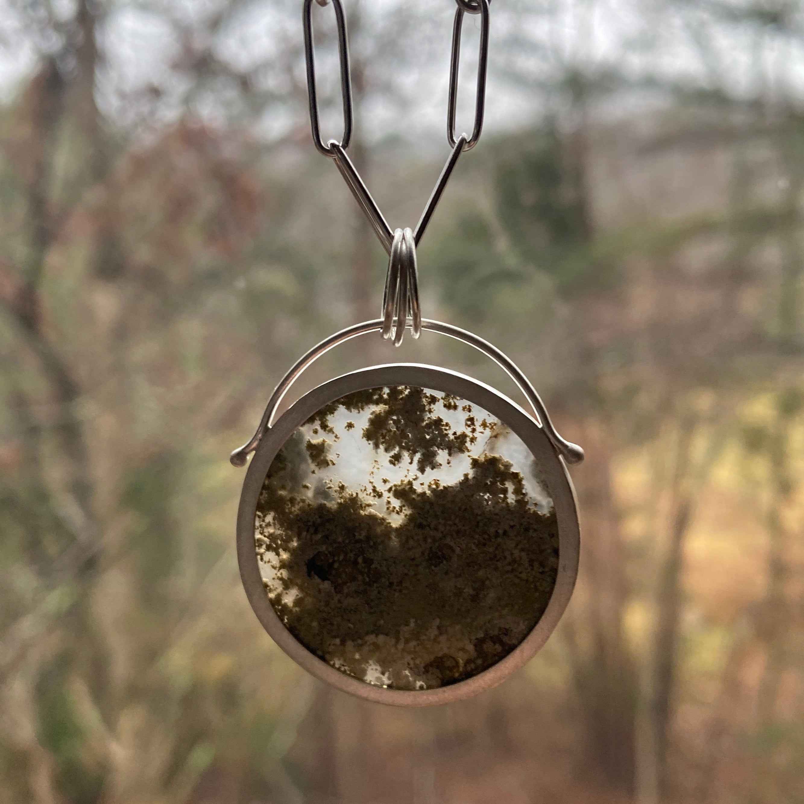 Scenic Moss Agate + Handmade Convertible Chain Necklace