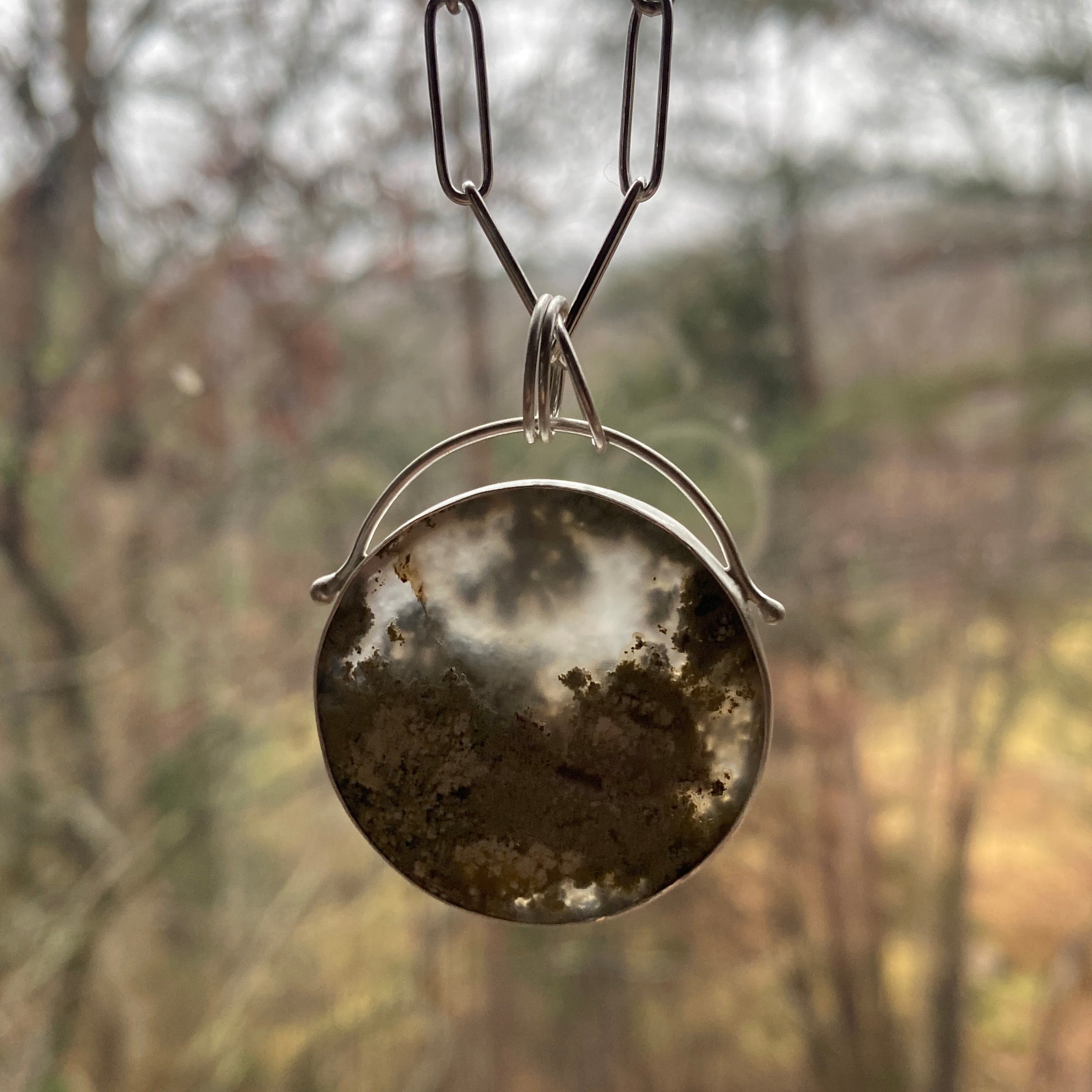 Scenic Moss Agate + Handmade Convertible Chain Necklace