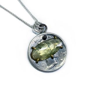 Mercury Dime + Peridot Necklace