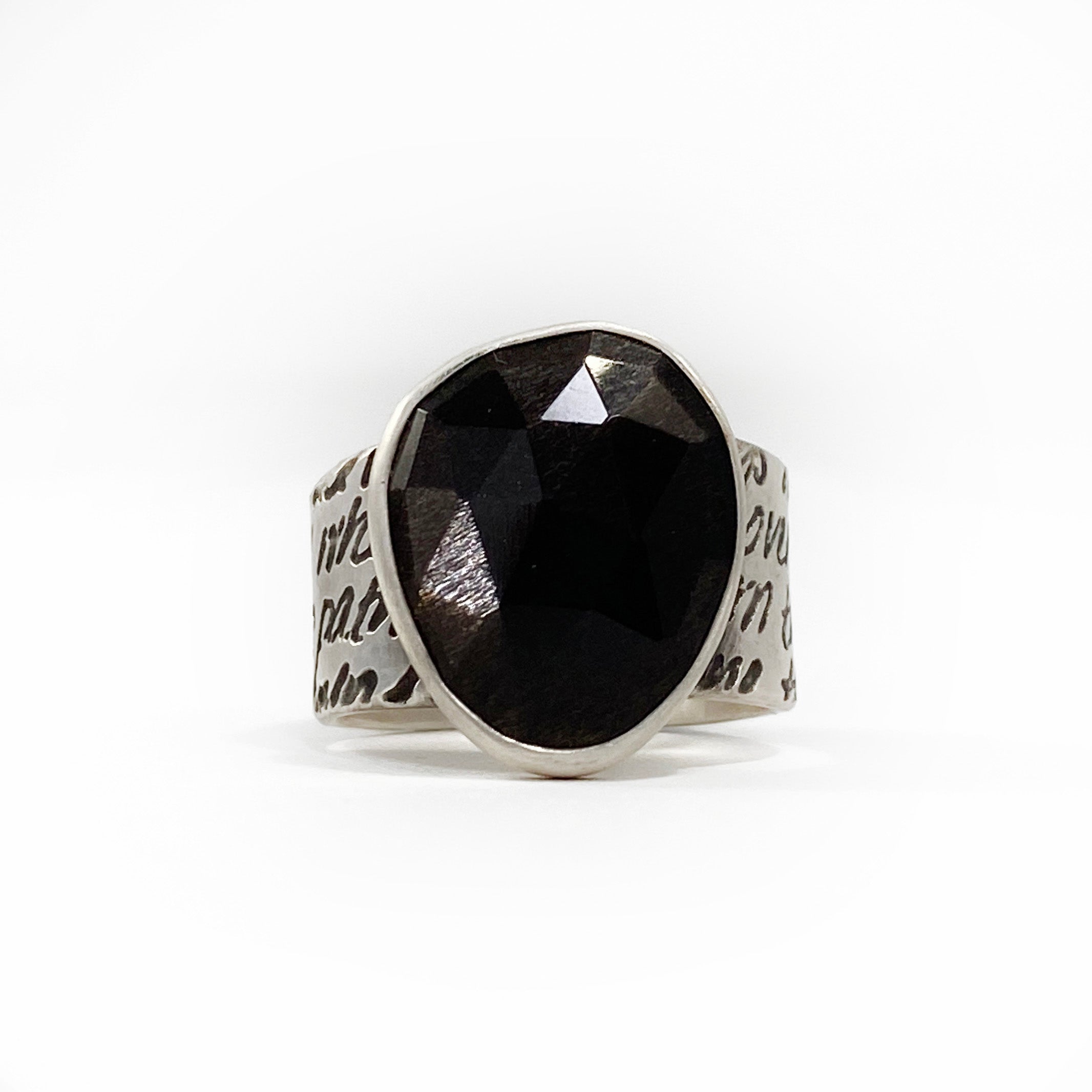 Frank Herbert + Sheen Obsidian Ring - Size 6