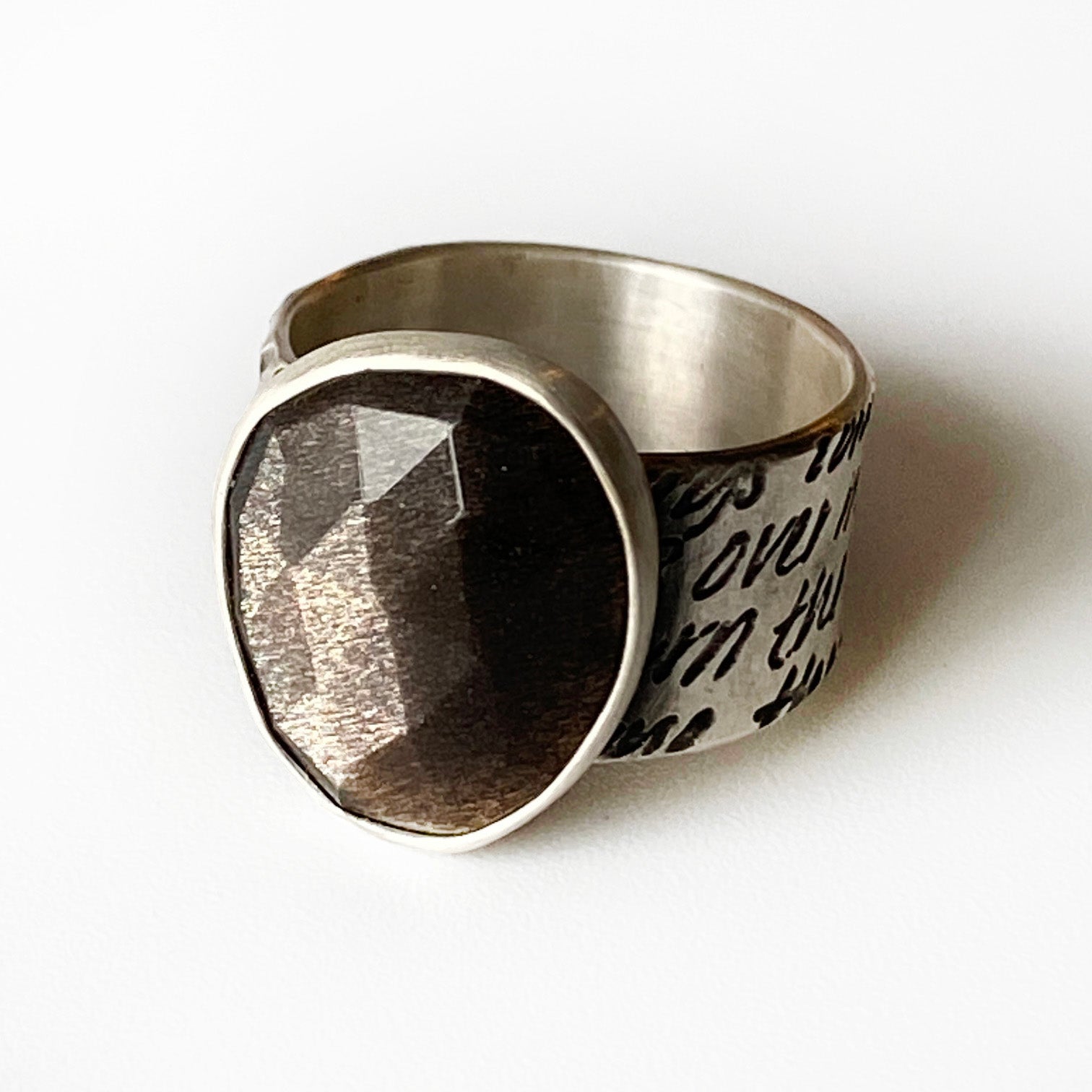 Frank Herbert + Sheen Obsidian Ring - Size 6