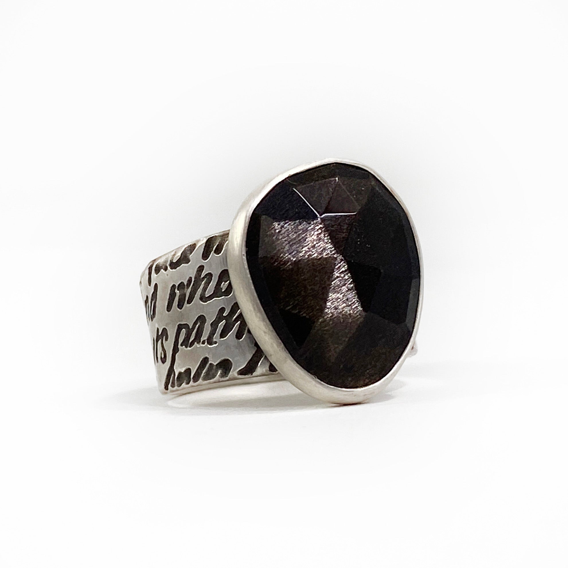 Frank Herbert + Sheen Obsidian Ring - Size 6